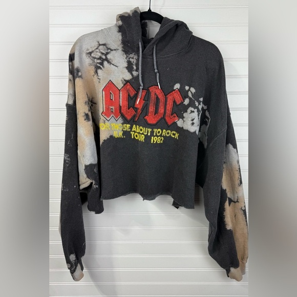 AC/DC Tops - AC/DC women’s tie dye raw edge cropped sweatshirt. Size 3X.